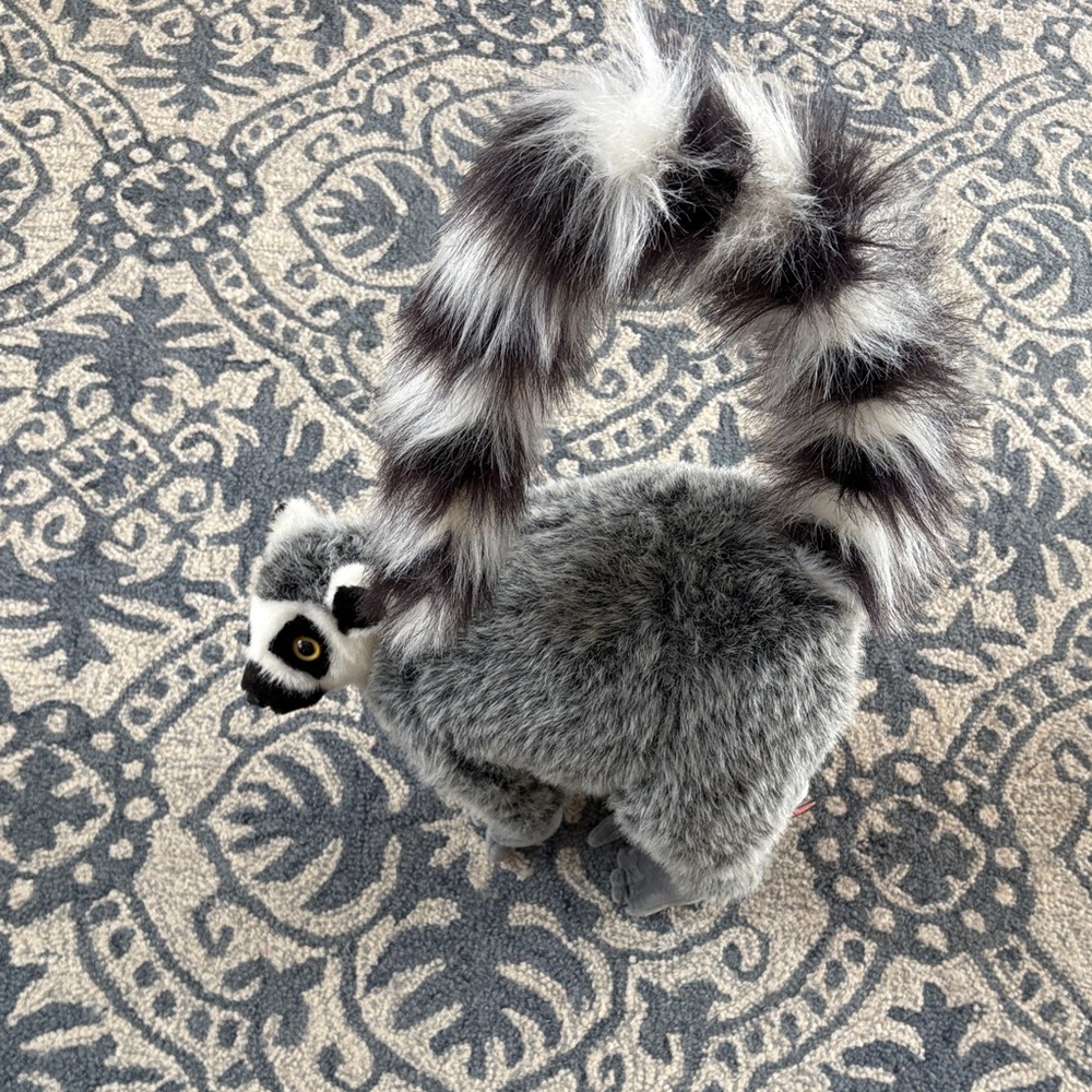 Gray and White Lemur Plush Toy